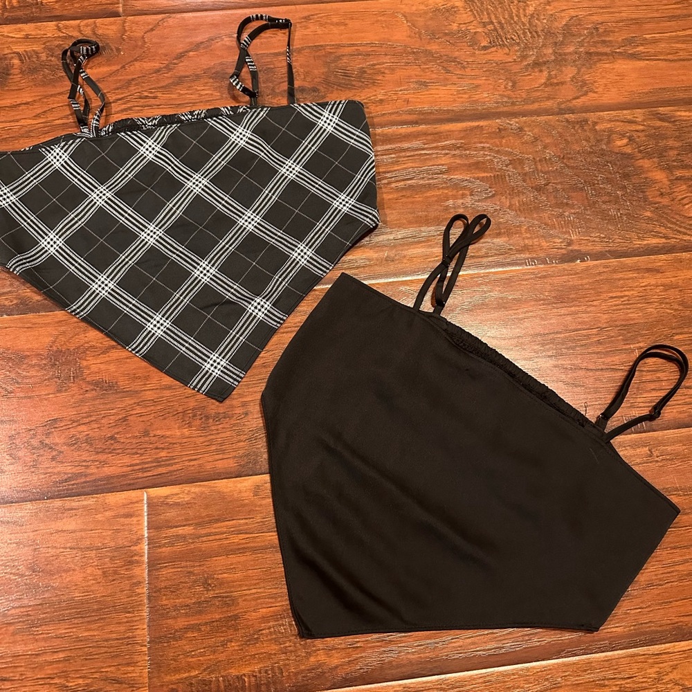 H&M Black and Plaid Camisoles (2pcs) with adjustable straps ~Perfect for Summer